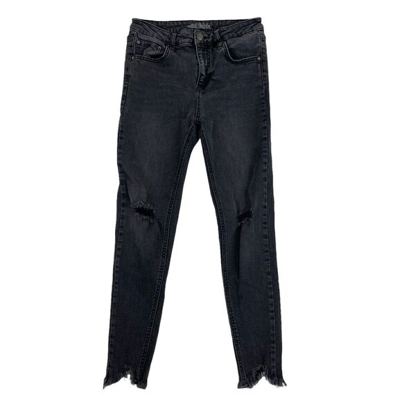 Wild Fable High Rise Skinny Jeans Sz 4 Gray Distressed Frayed Hem Stretch - Picture 1 of 8